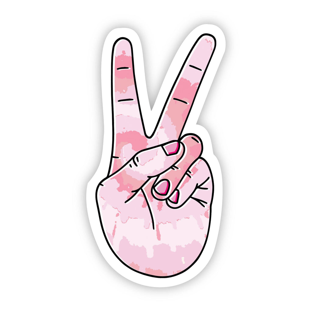 Peace Sign Pink Aesthetic Sticker | Big Moods