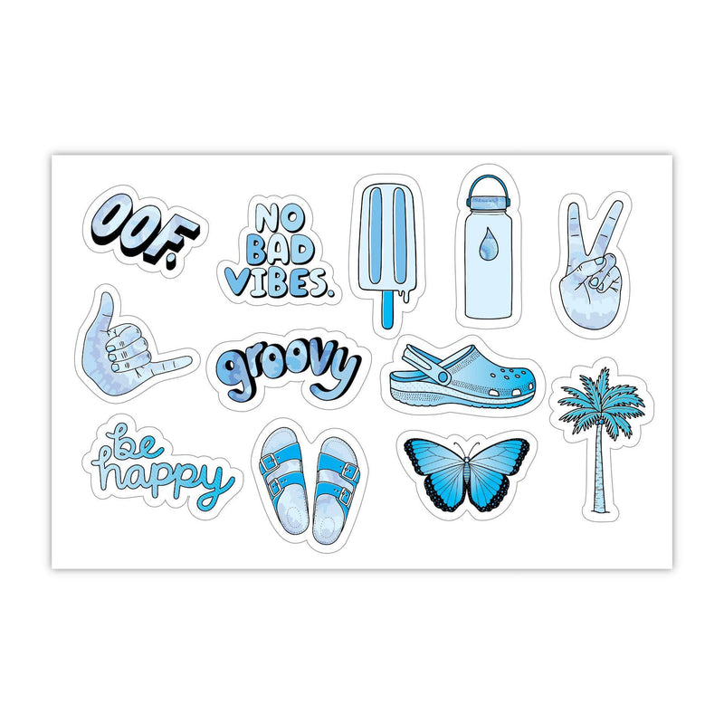 Sheet of Mini Stickers - Blue Aesthetic Stickers - SMALL miniature 1 ...