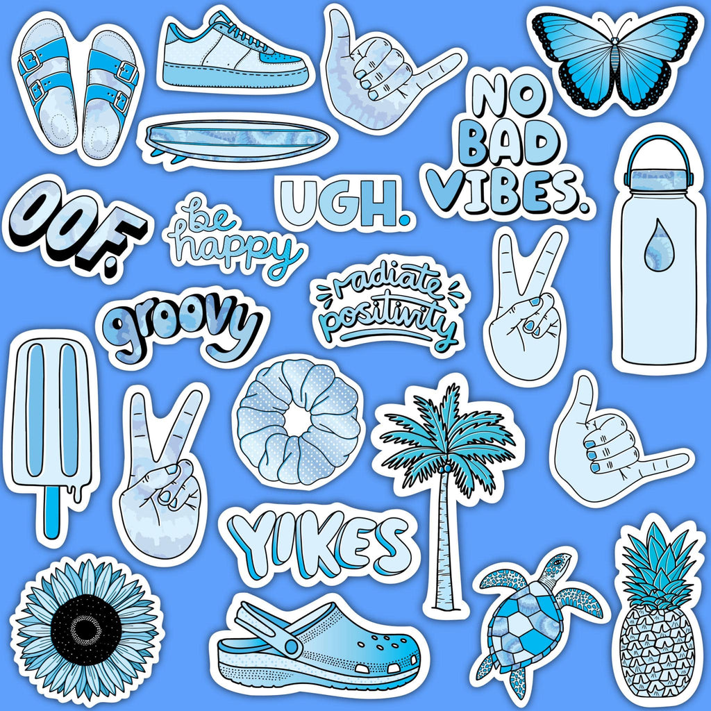 Blue Aesthetic Sticker 23 Pack LARGE 3" x3" | Big Moods