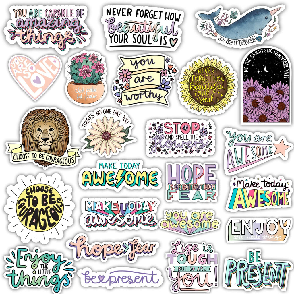 Think Positive Feel Positive Cactus Sticker – Big Moods