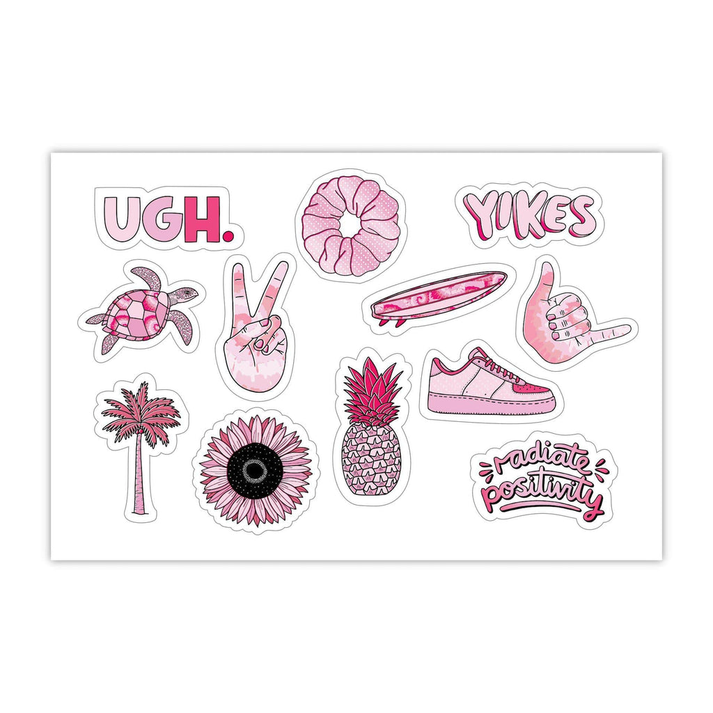 Pink Aesthetic Stickers Mini 23 Pack SMALL 1" x 1" Water ...