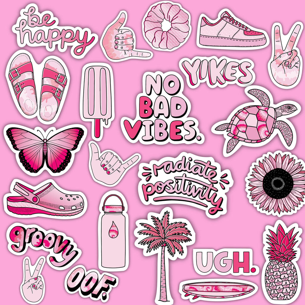 Pink Aesthetic Sticker 23 Pack LARGE 3" x 3" Big Moods