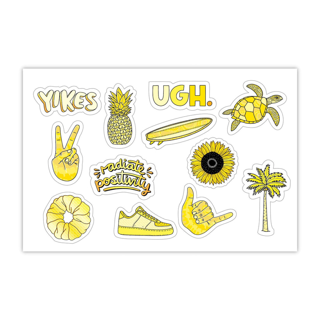 Yellow Aesthetic Sticker 23 Pack LARGE 3 x 3 – Big Moods