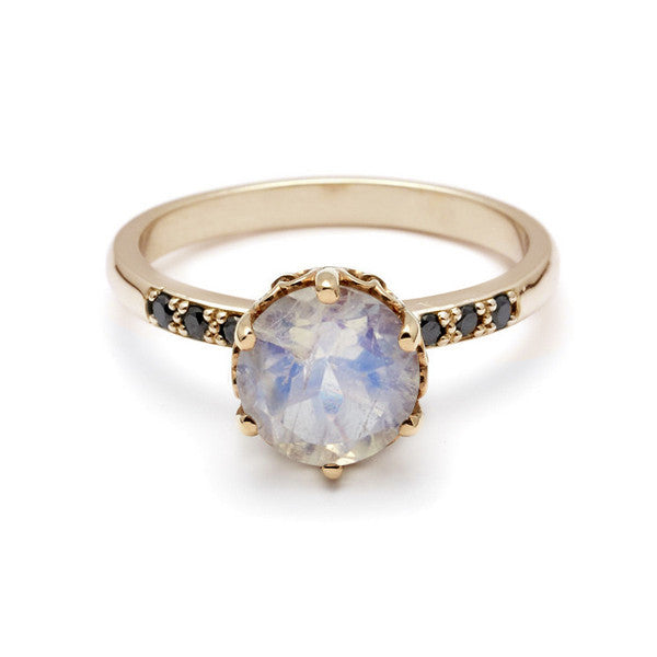 Hazeline Black Diamond engagement ring in 14k rose gold unique timeless ...