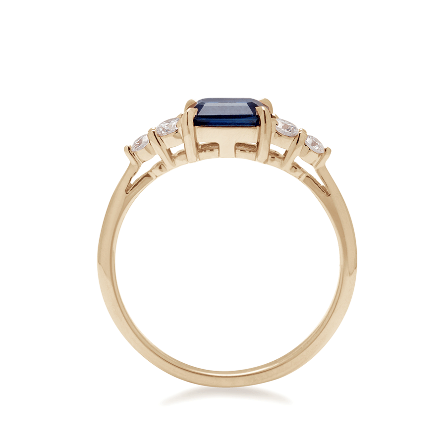 Bea Five Stone Ring - Yellow Gold, Sapphire & White Diamonds