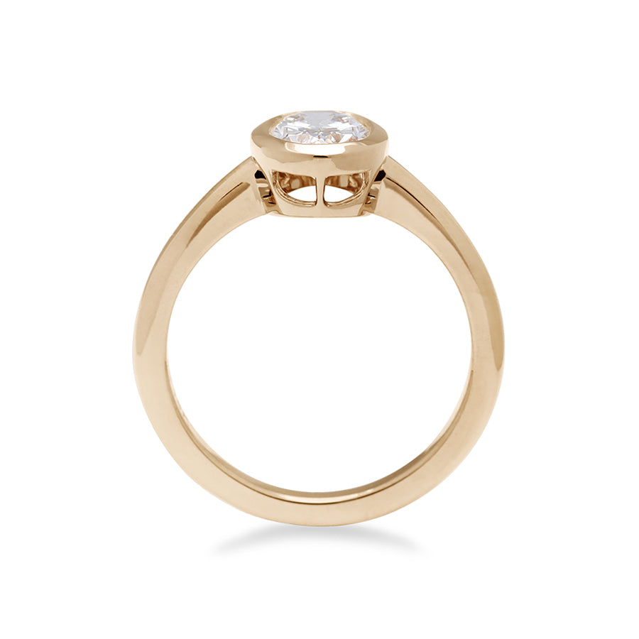 Oval Bezel Rosette Ring - Yellow Gold & White Diamond (0.91ct)