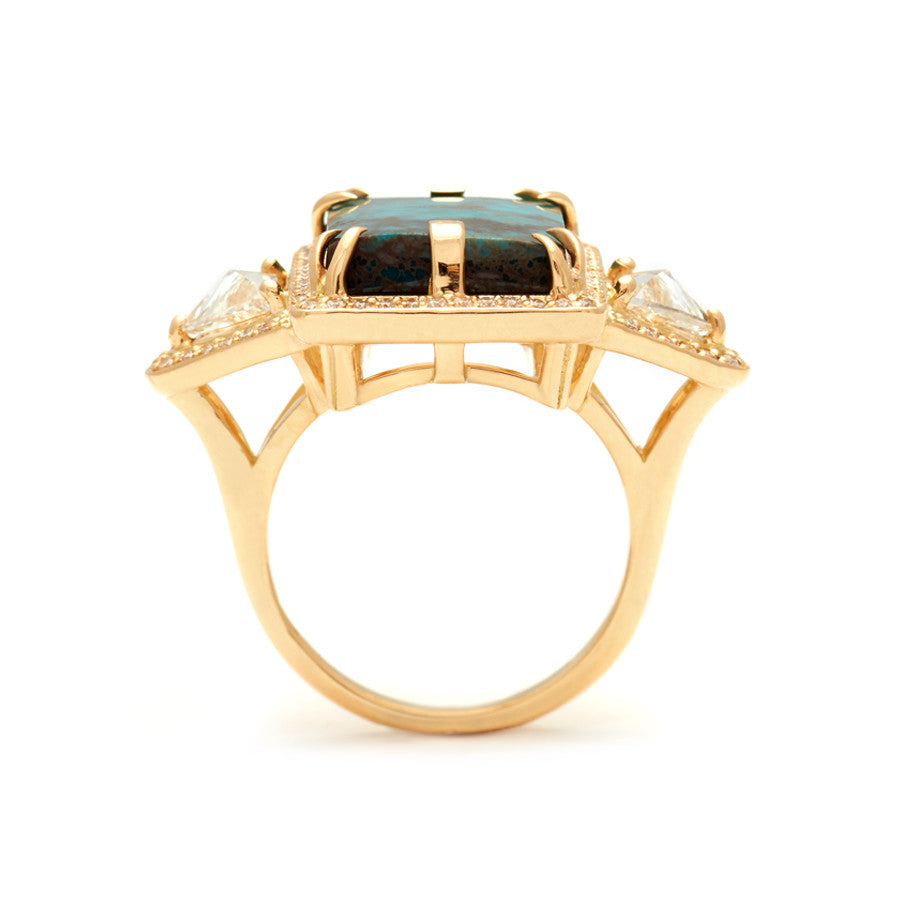 Anna Sheffield x Hayward Bea Halo Ring - 18K Yellow Gold & White Diamonds