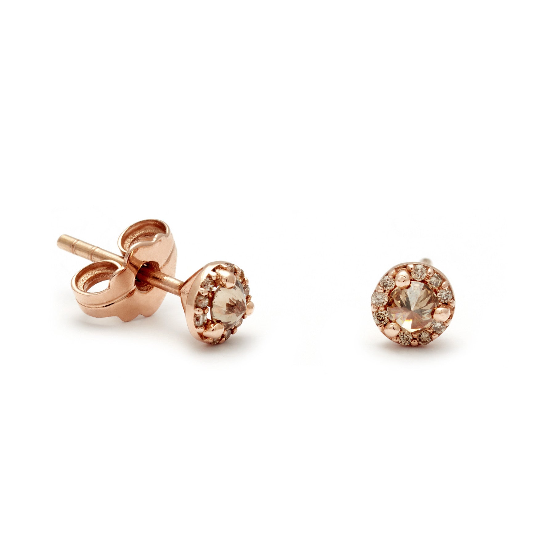 champagne diamond earrings rose gold