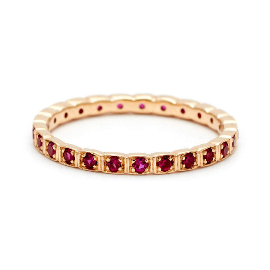 Wheat Eternity Commitment Band or ceremonial Ring Yellow Gold Ruby ...
