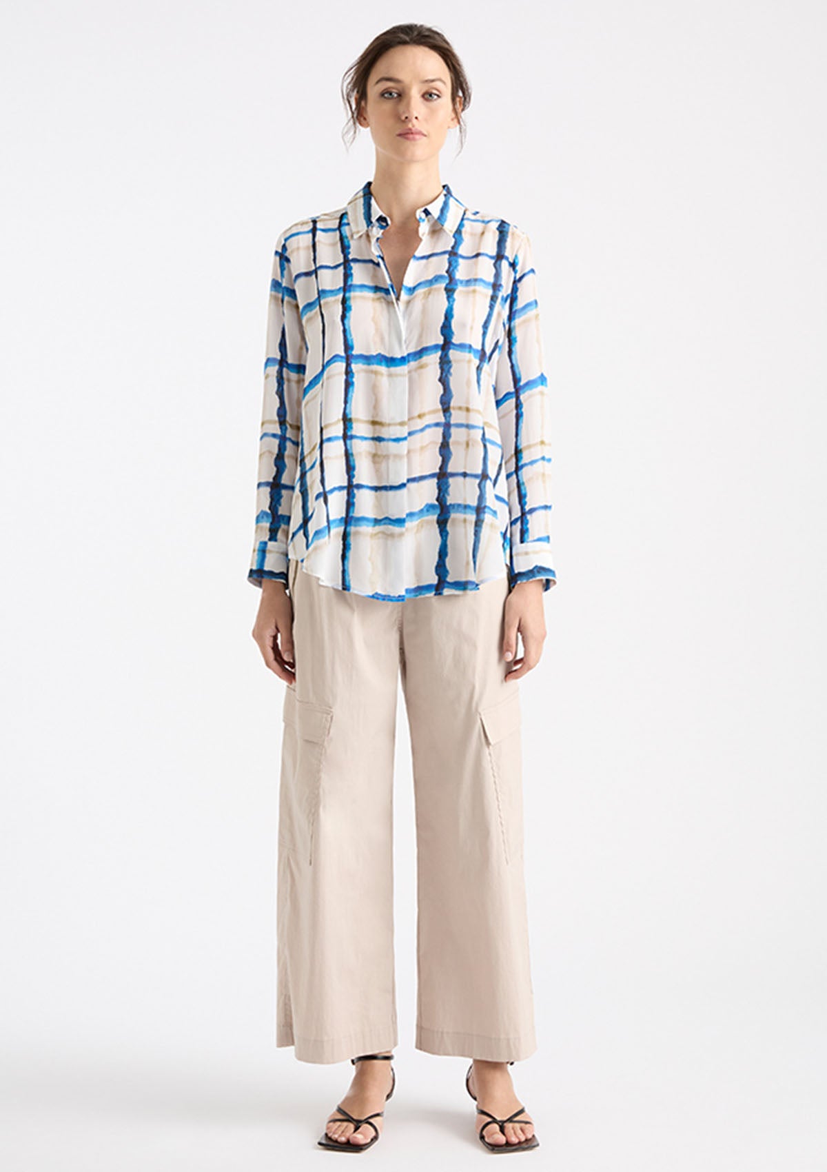 Mela Purdie Riviera Check Print Silk Soft Shirt