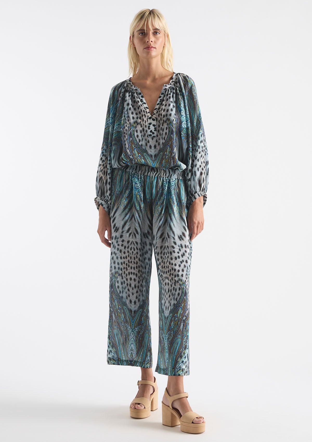 Mela Purdie Peacock Print Silk Escape Blouse