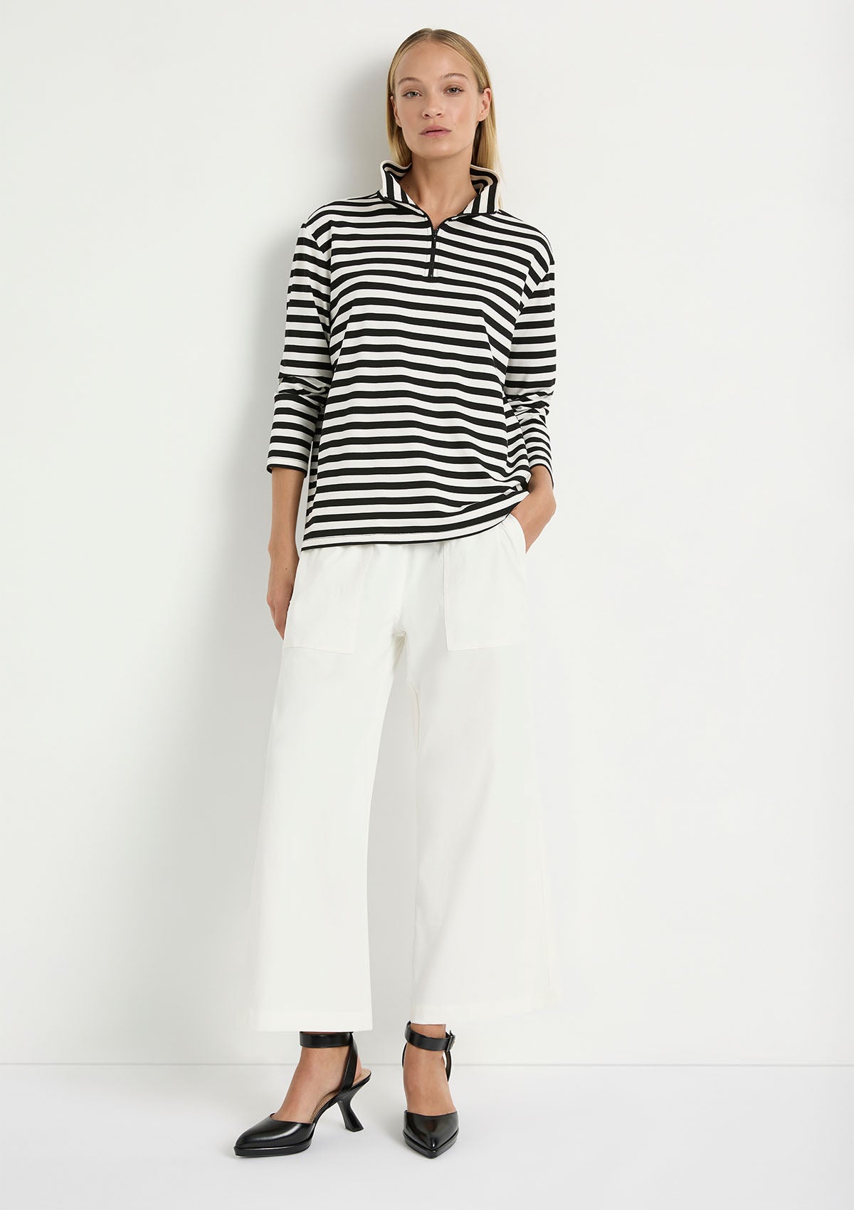 Mela Purdie Bevel Stripe Half Zip Sweater