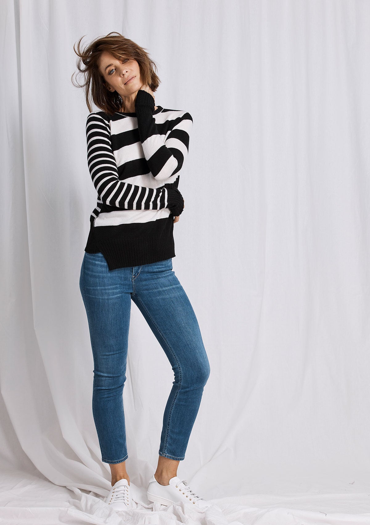 Khlassik Stripe Crew Neck Cashmere Sweater