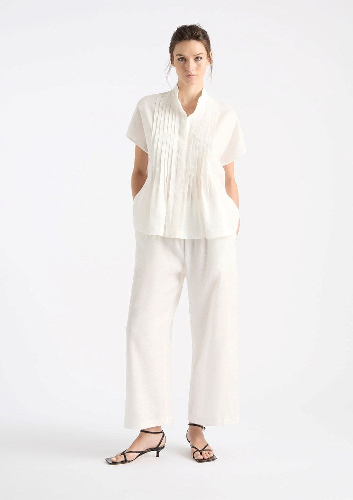 Mela Purdie Pure Linen Straw Pleat Shell