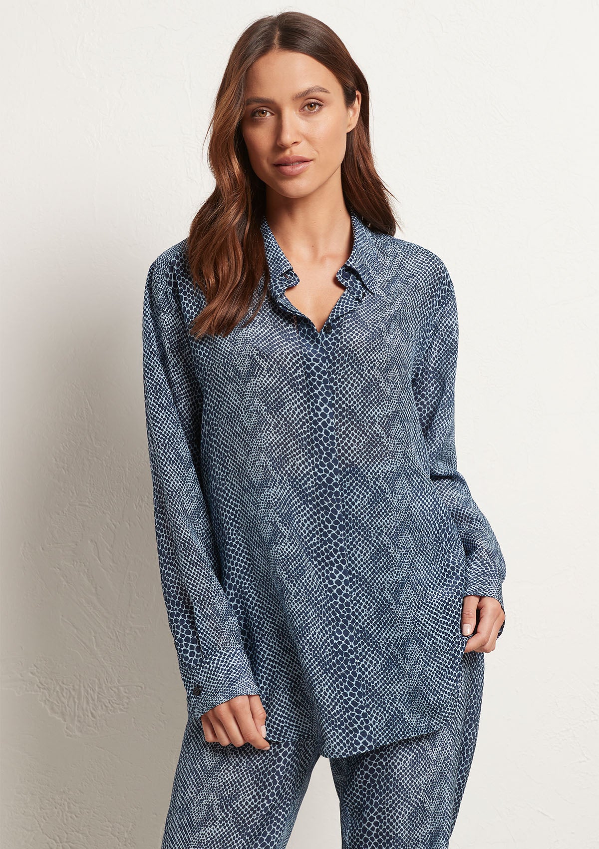 Mela Purdie Denim Reptile Silk Soft Shirt