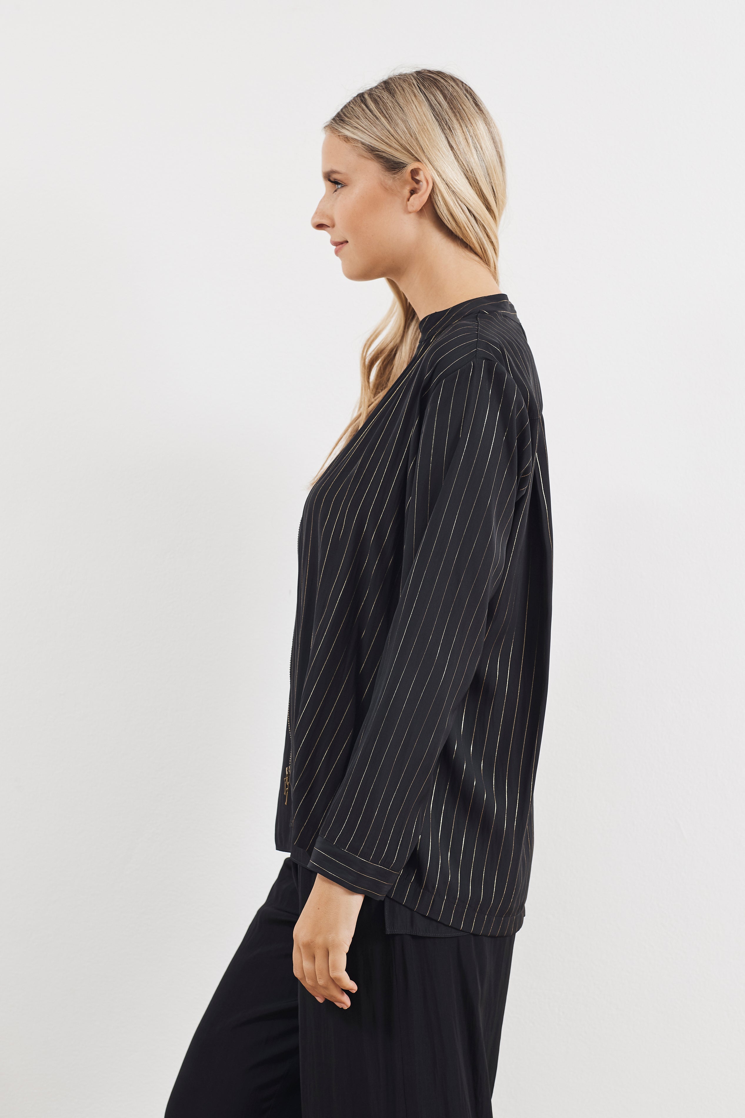 Mela Purdie Glitter Stripe Zip Bomber Jacket