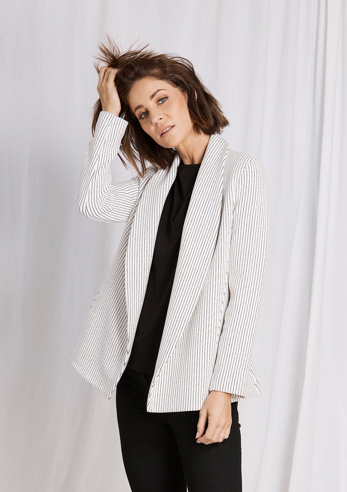 Mela Purdie Stripe Crepe Curve Blazer