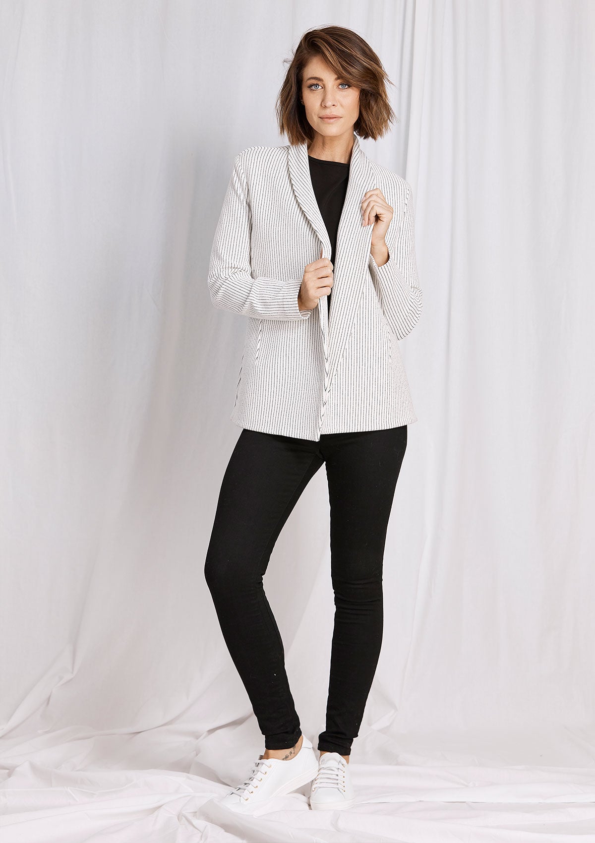 Mela Purdie Stripe Crepe Curve Blazer