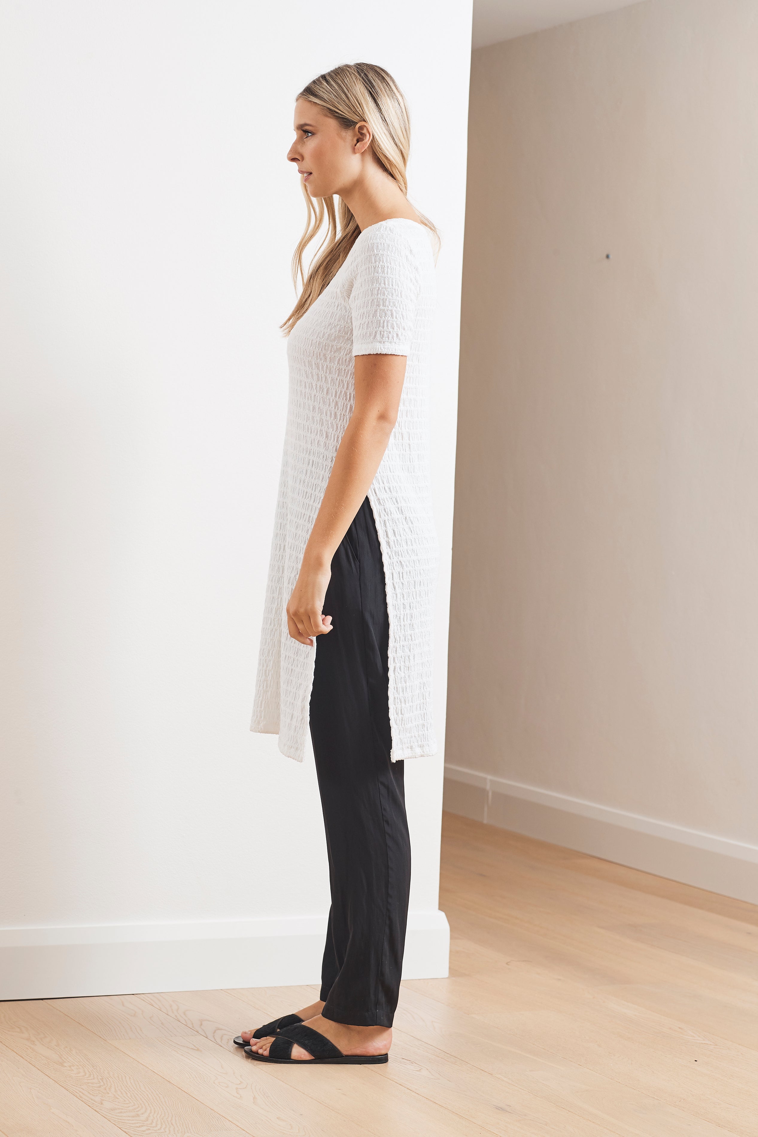 Mela Purdie Shirred Mesh Knit Cafe Tabbard