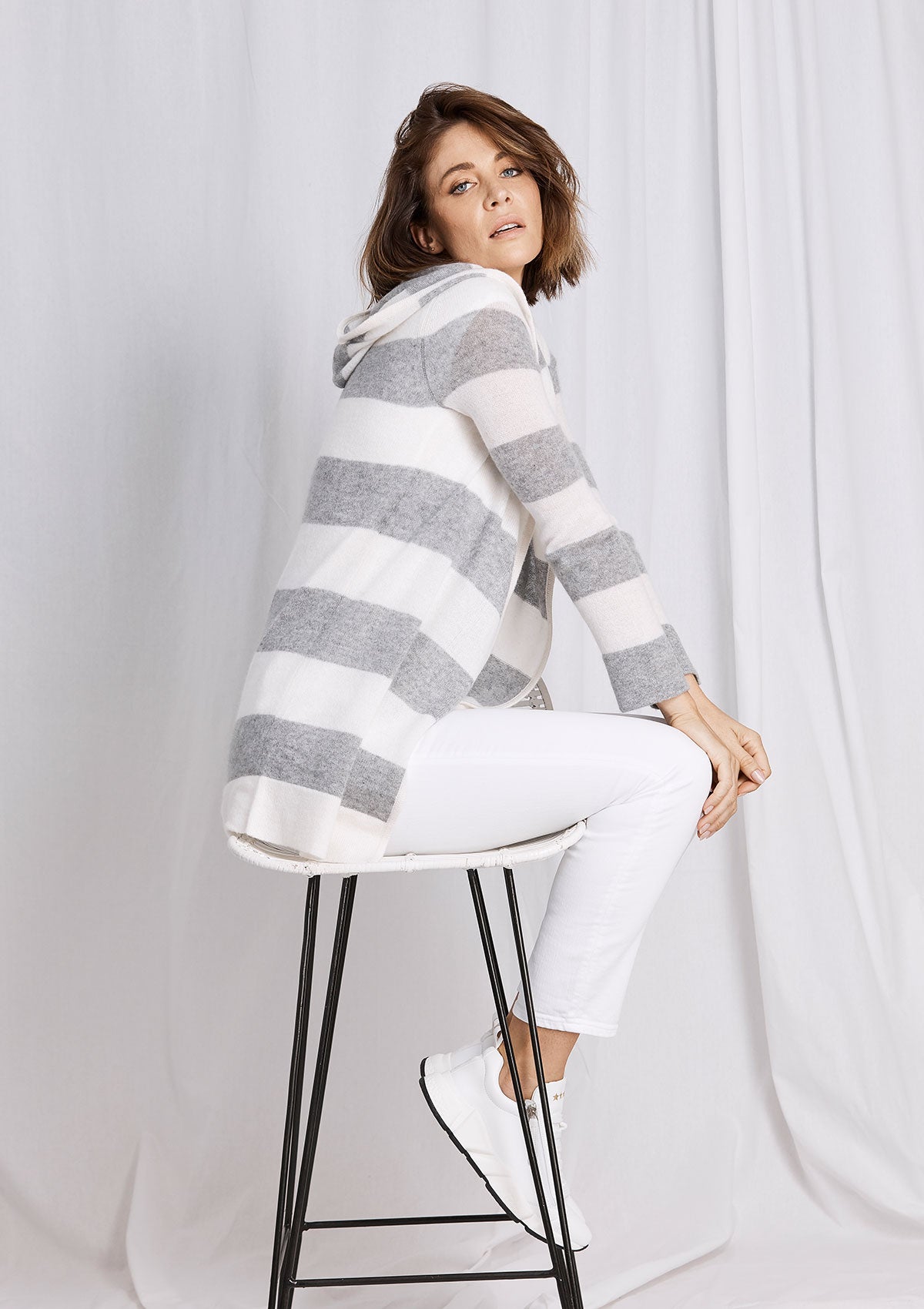 Khlassik Stripe Essential Hooded Cardigan