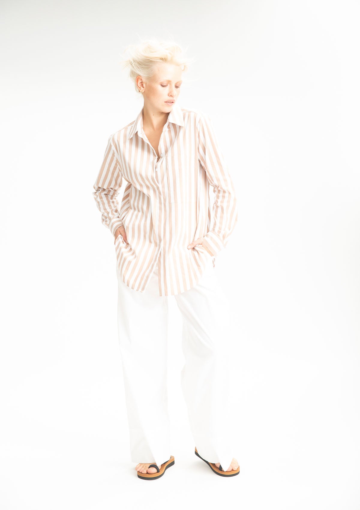 Mela Purdie Popilene Ribbon Stripe Single Pocket Shirt