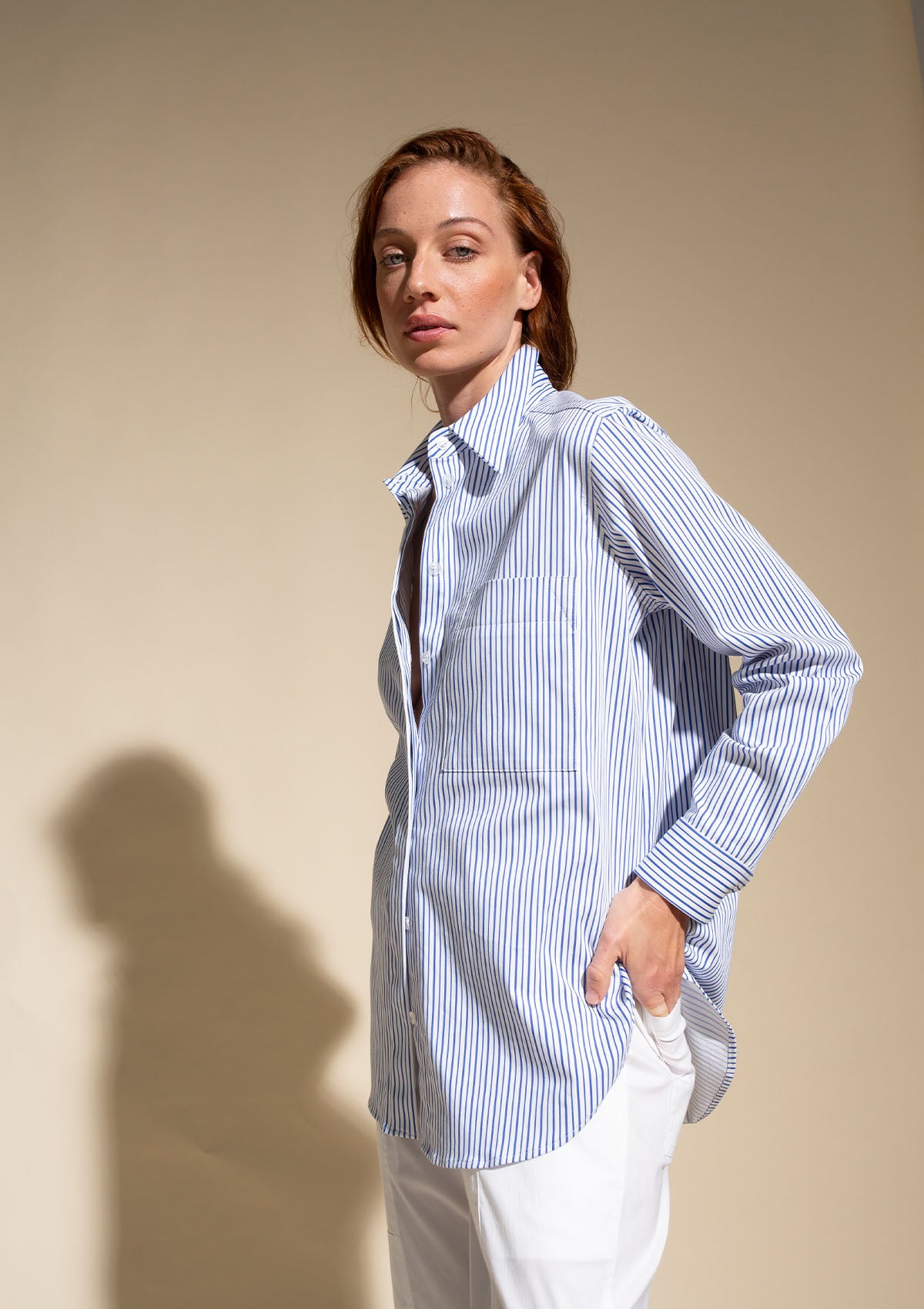 Mela Purdie Pencil Stripe Popilene Single Pocket Shirt