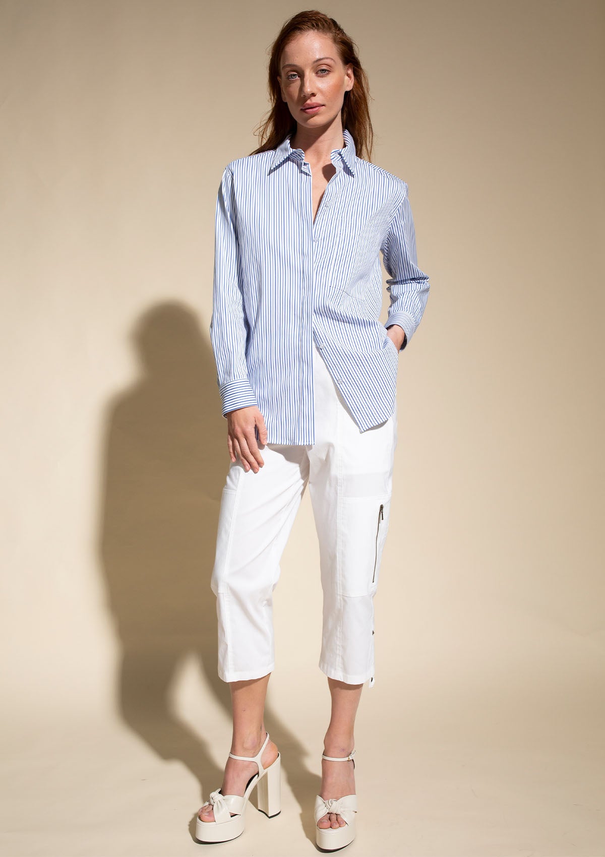 Mela Purdie Pencil Stripe Popilene Single Pocket Shirt