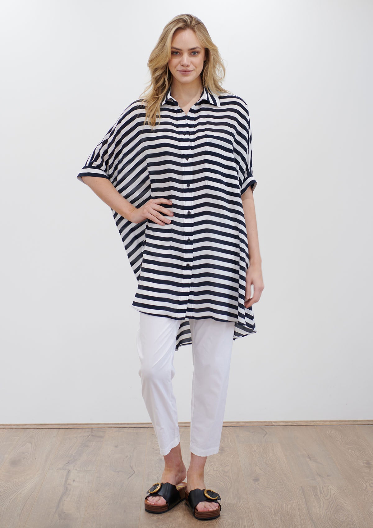 Mela Purdie Tide Stripe Silk Cabana Shirt