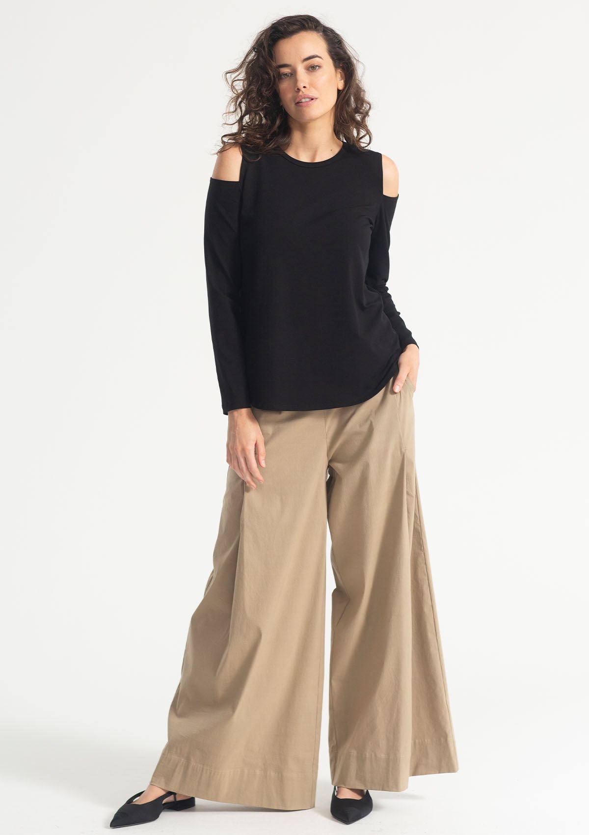 Mela Purdie Matte Jersey Slash Shoulder Top