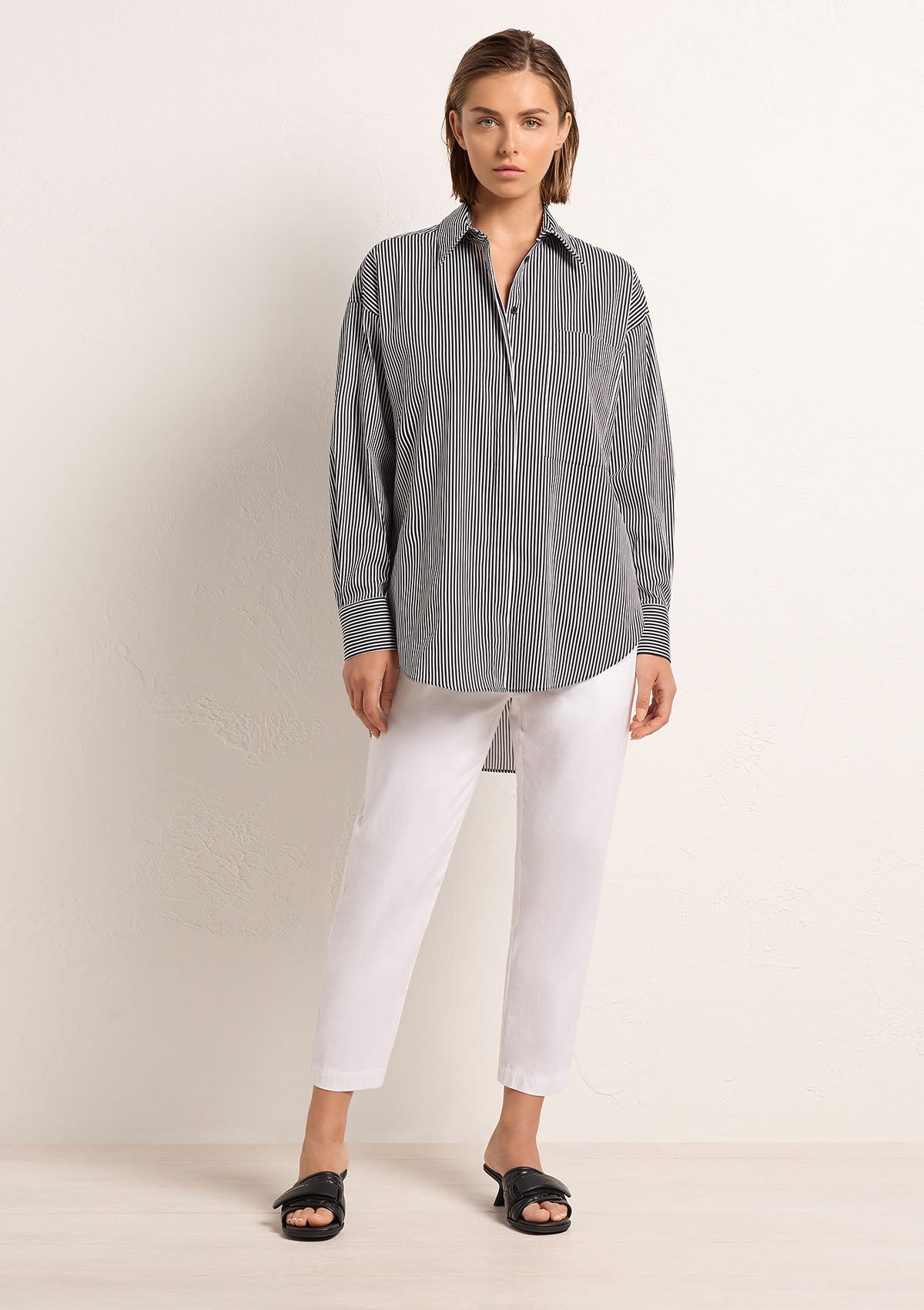 Mela Purdie Harvard Stripe Popilene Relaxed Pocket Shirt