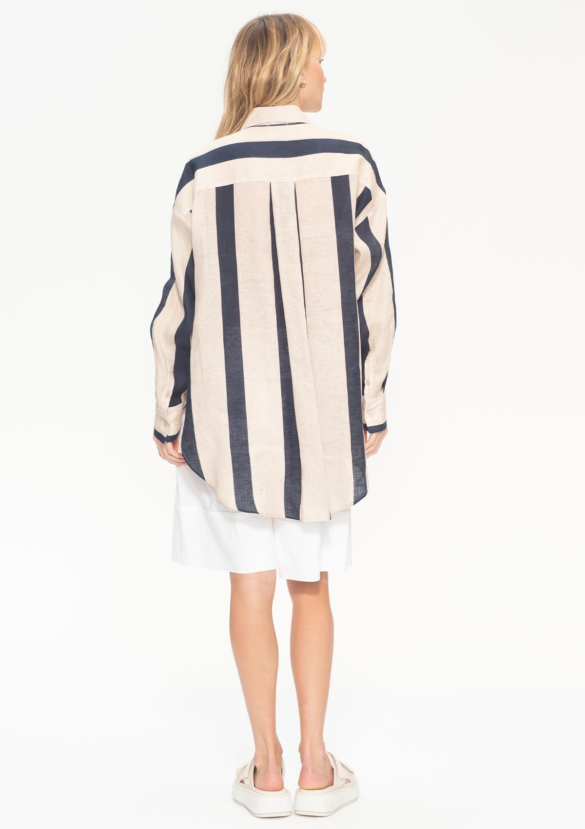 Mela Purdie Block Stripe Linen Relaxed Pocket Shirt