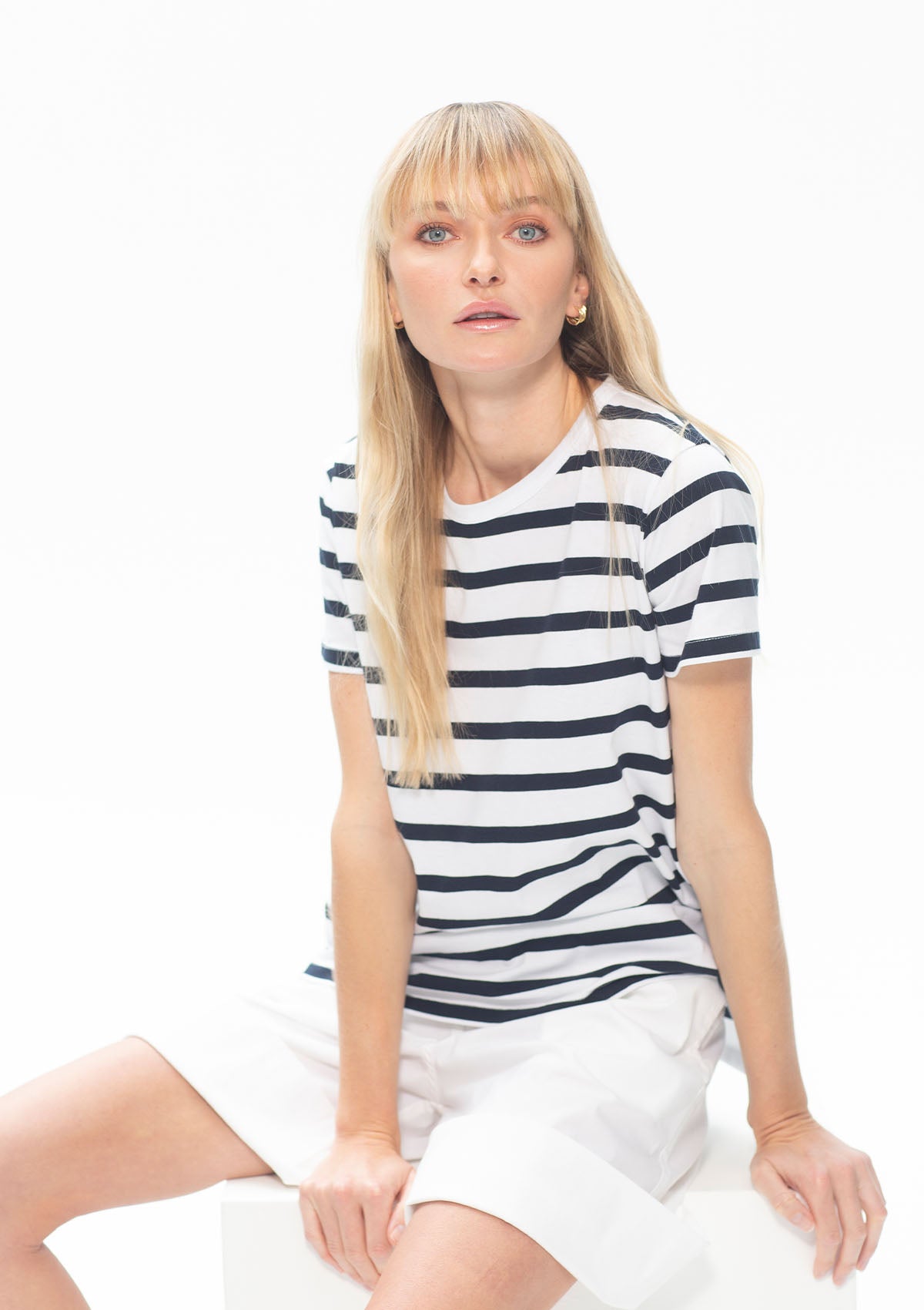 Mela Purdie Deck Stripe Chalk Knit Crew T