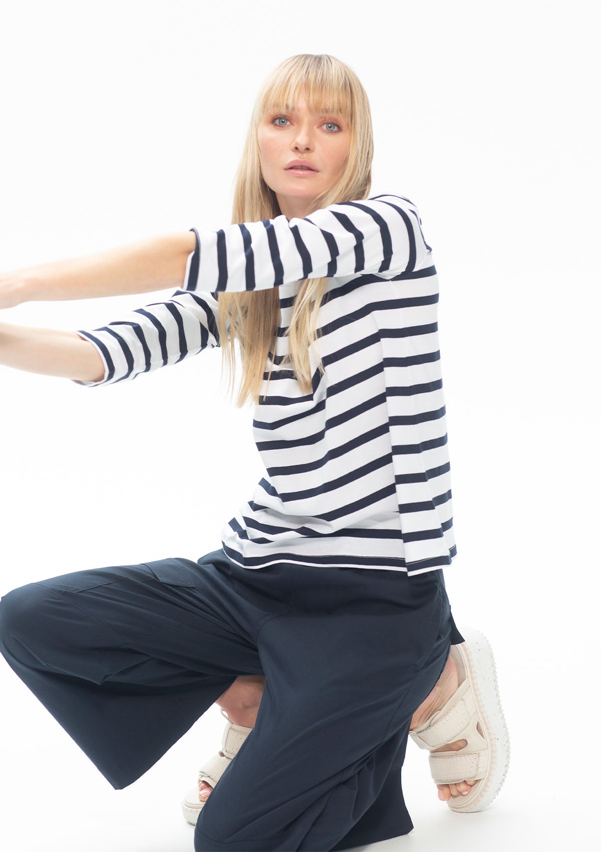 Mela Purdie Deck Stripe Chalk Knit Boater Top