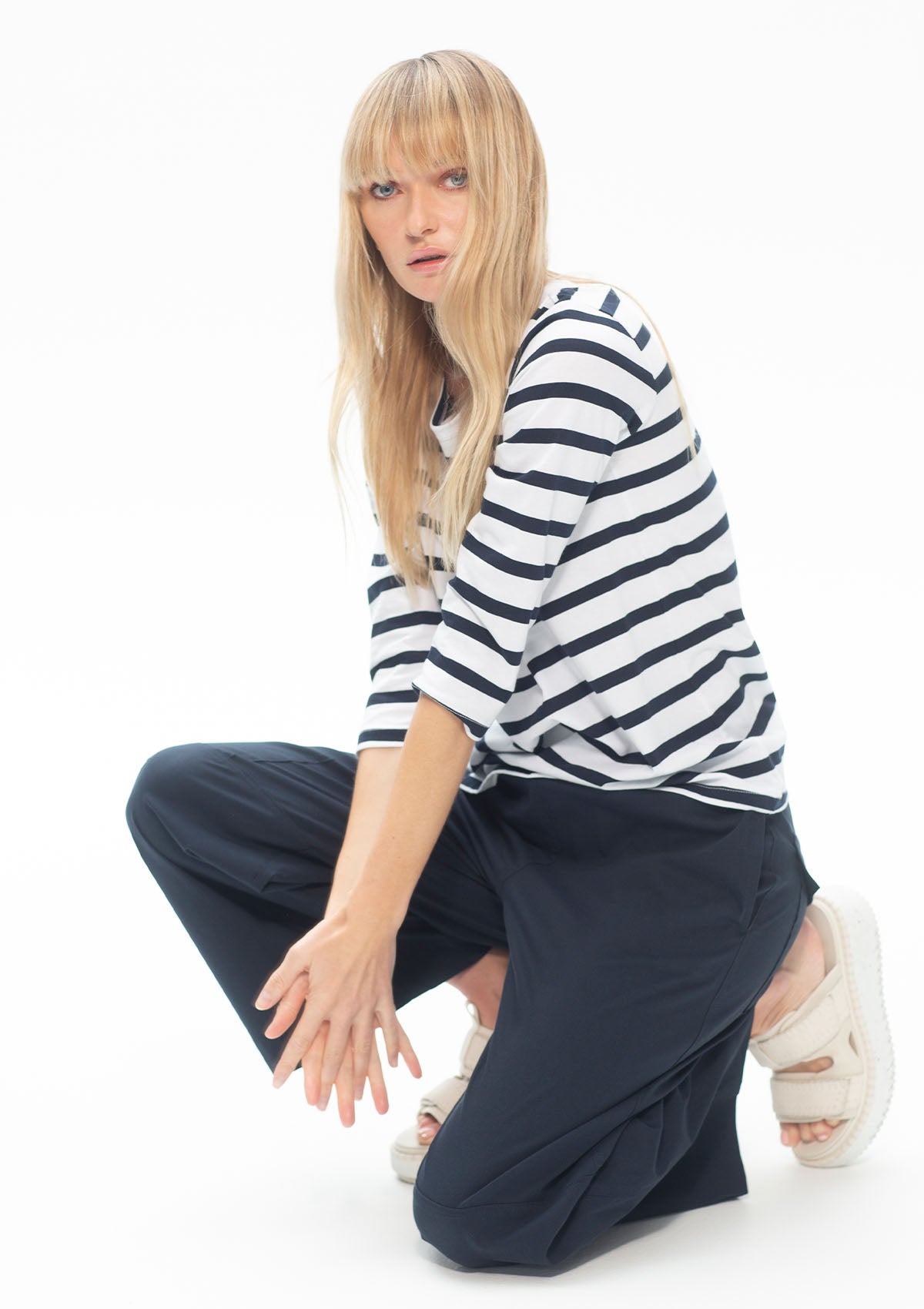 Mela Purdie Deck Stripe Chalk Knit Boater Top