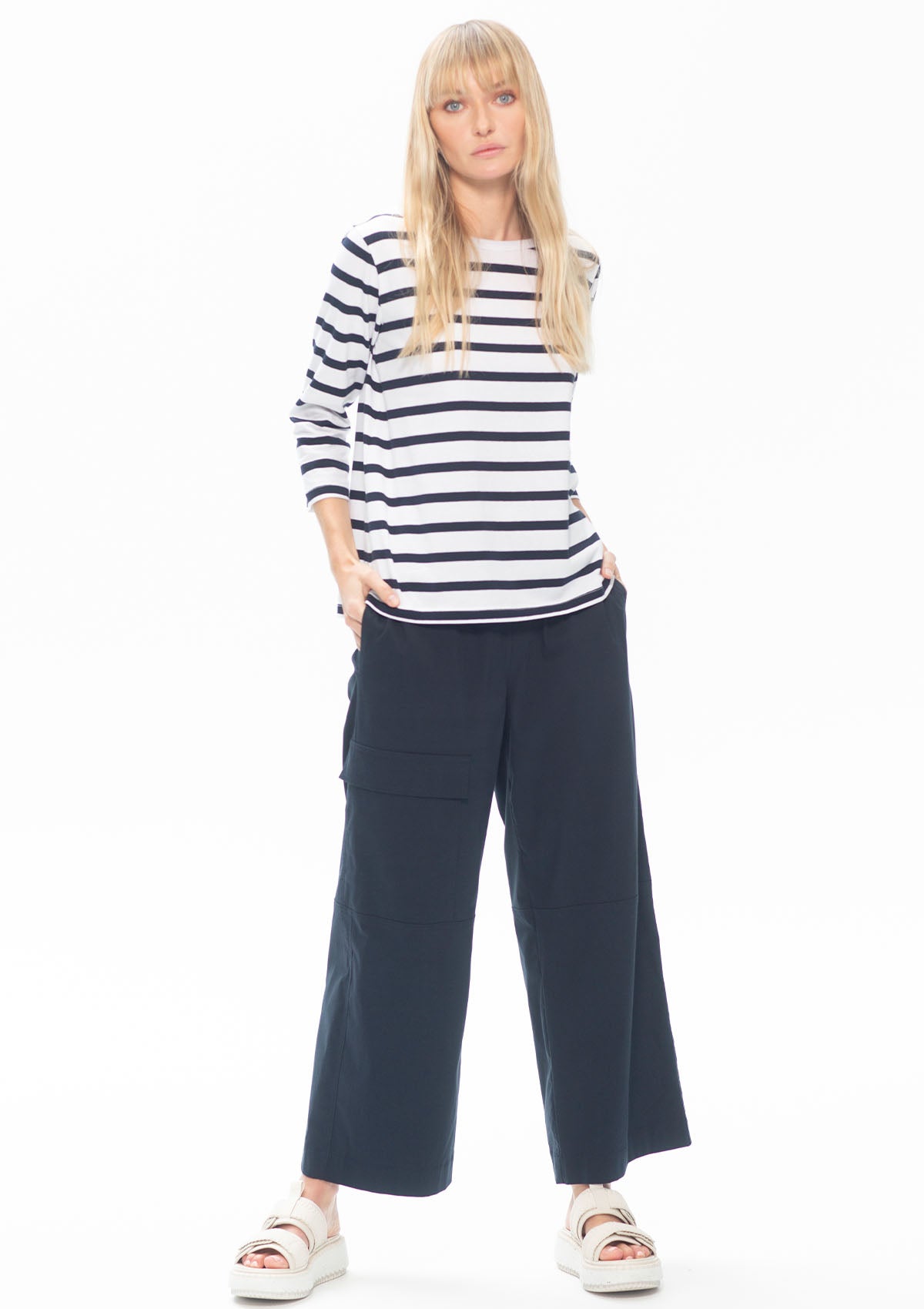 Mela Purdie Deck Stripe Chalk Knit Boater Top