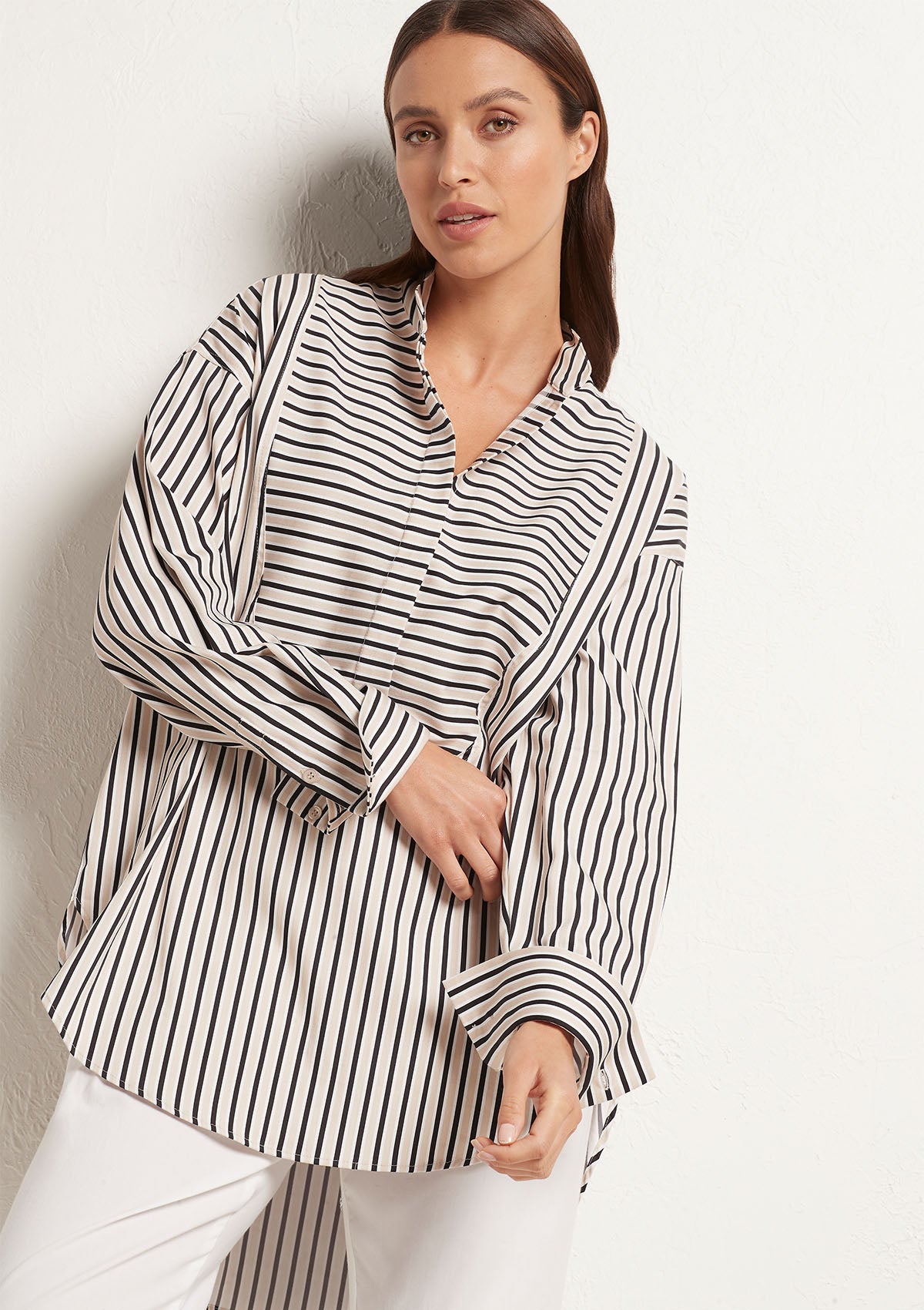 Mela Purdie Tri Stripe Popilene Relaxed Yoke Shirt