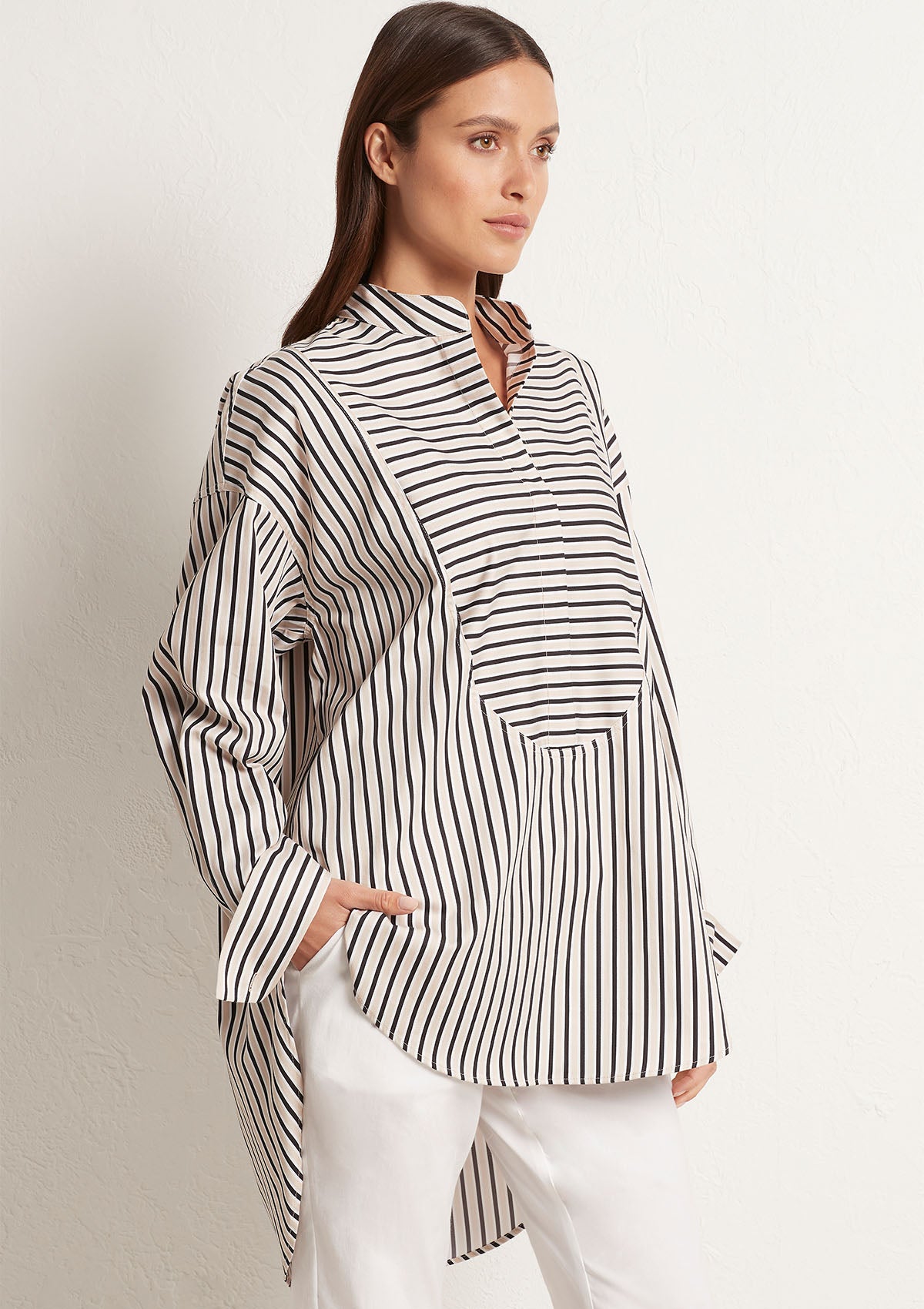 Mela Purdie Tri Stripe Popilene Relaxed Yoke Shirt