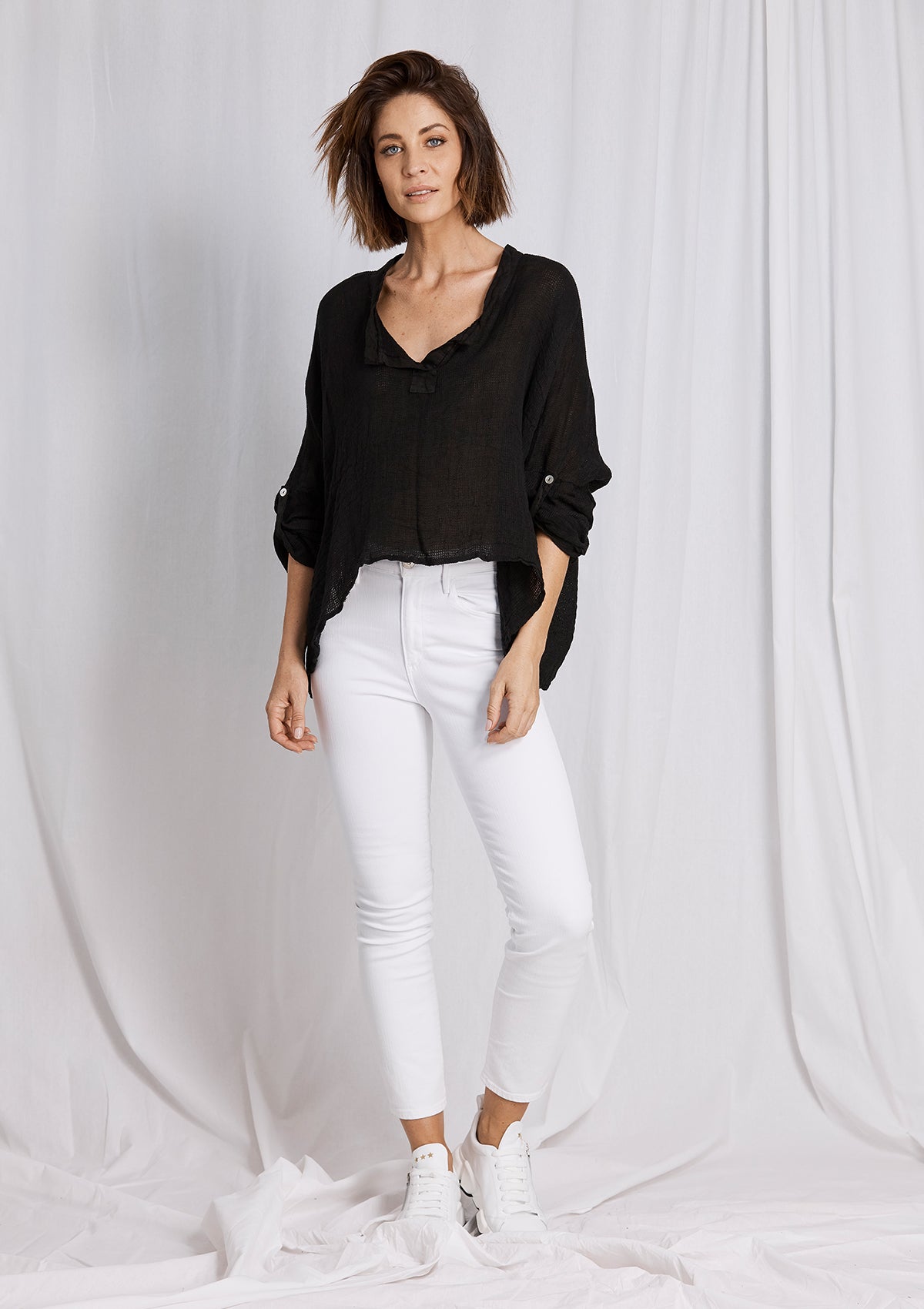 Khlassik Autumn Linen Tab Sleeve Top