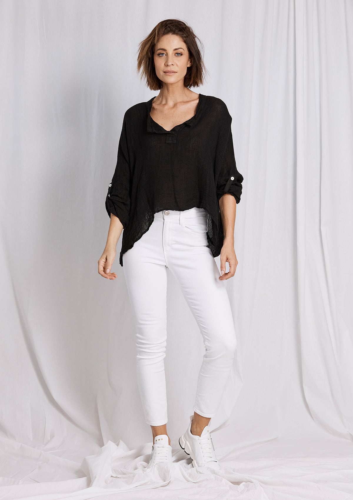 Khlassik Autumn Linen Tab Sleeve Top