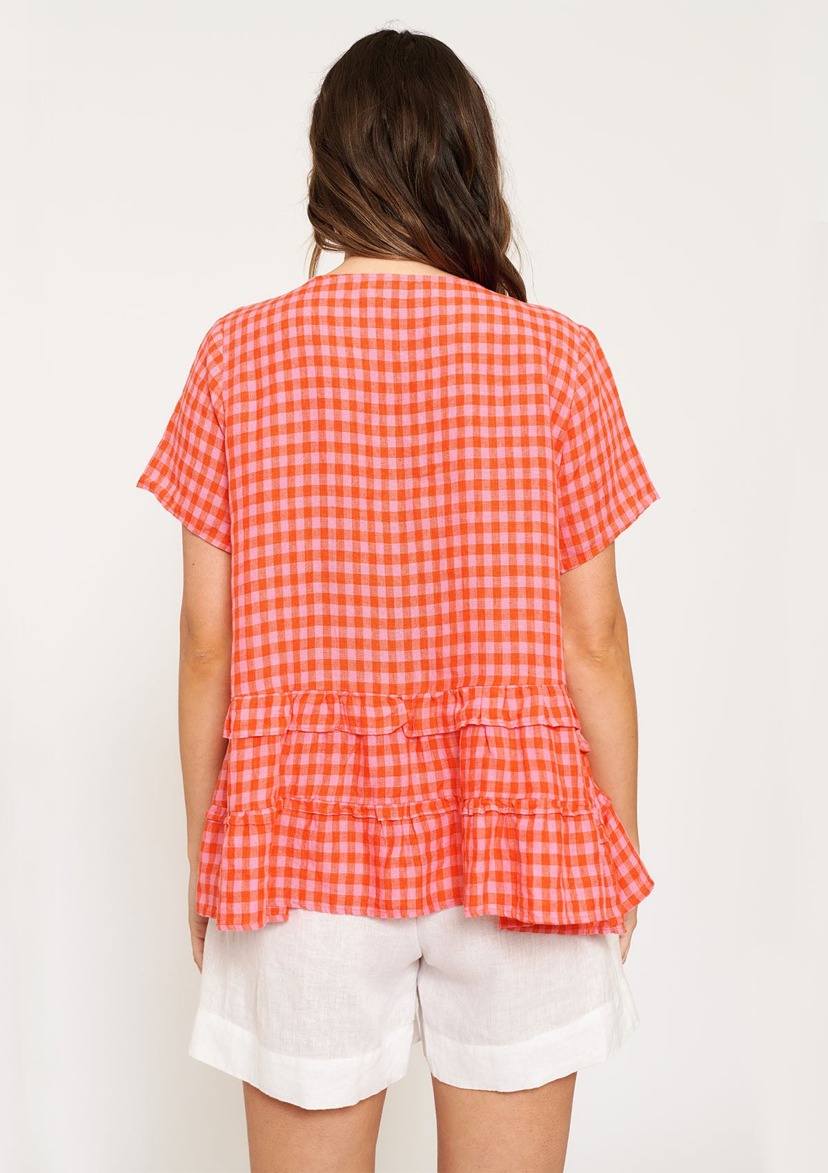 Alessandra Gingham Toffee Tee