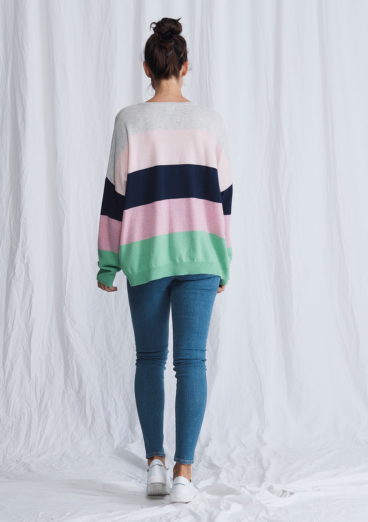 Ali Crystal Stripe Crew Sweater