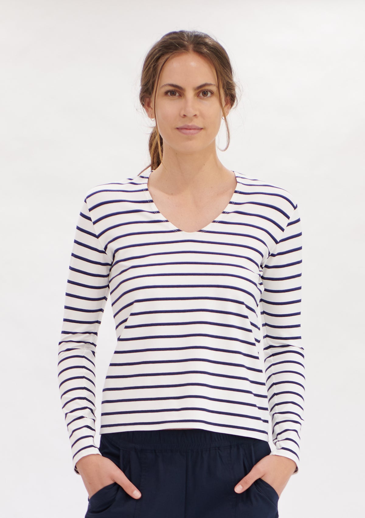 Mela Purdie Artisan Stripe V Neck Top