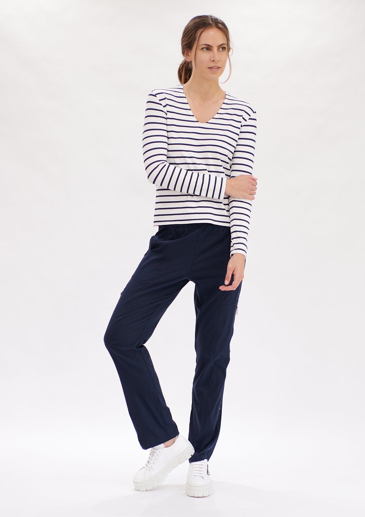 Mela Purdie Artisan Stripe V Neck Top