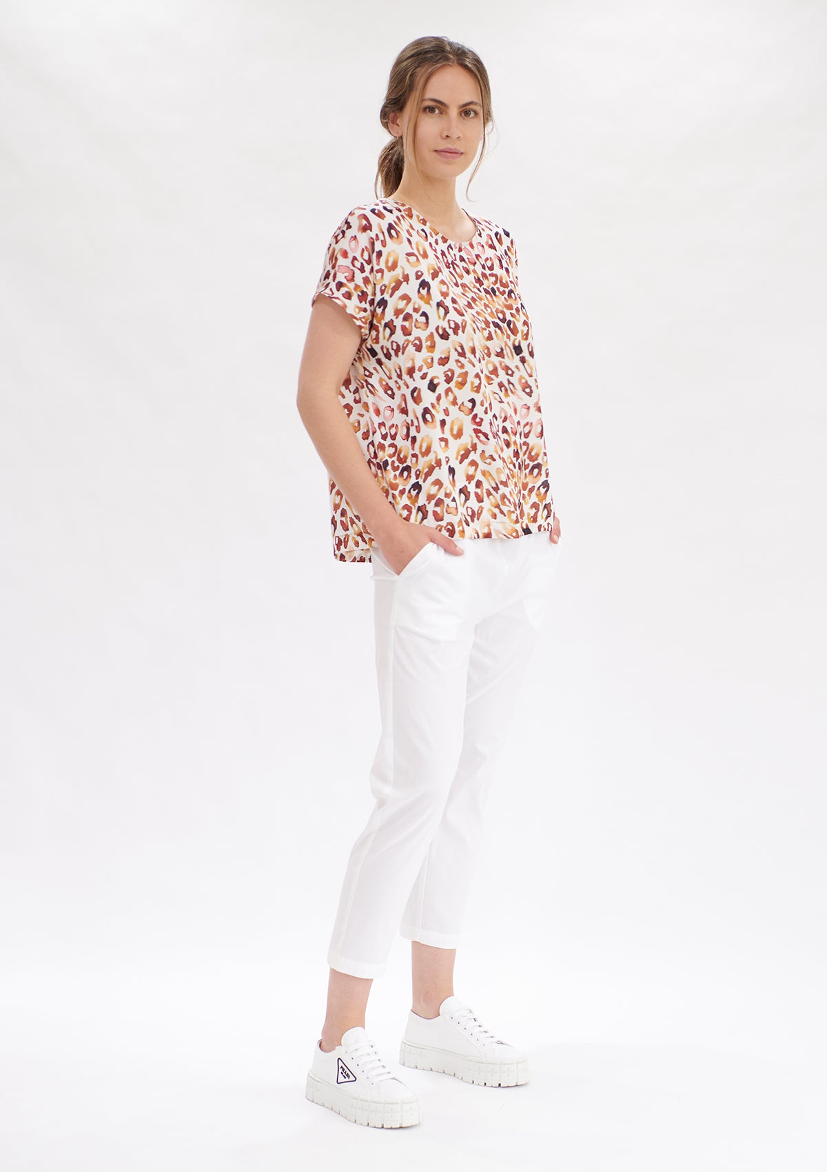 Mela Purdie Quartz Animal Print Cap Shell Top