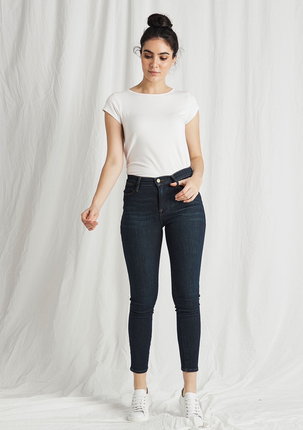 FRAME Le High Skinny Crop Jeans