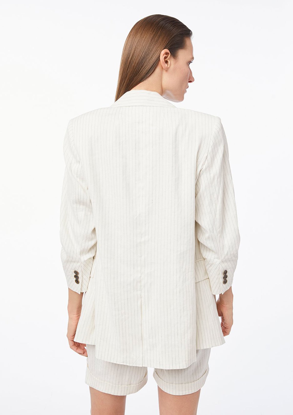 Frame Pleated Boyfriend Blazer