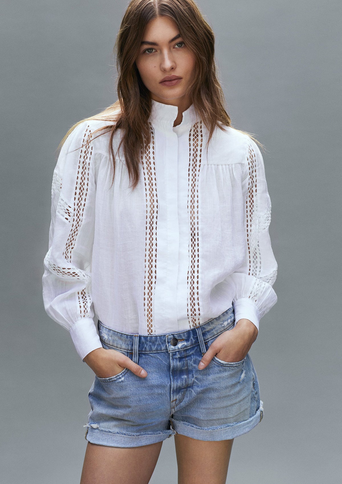 Frame Panel Lace Button Up