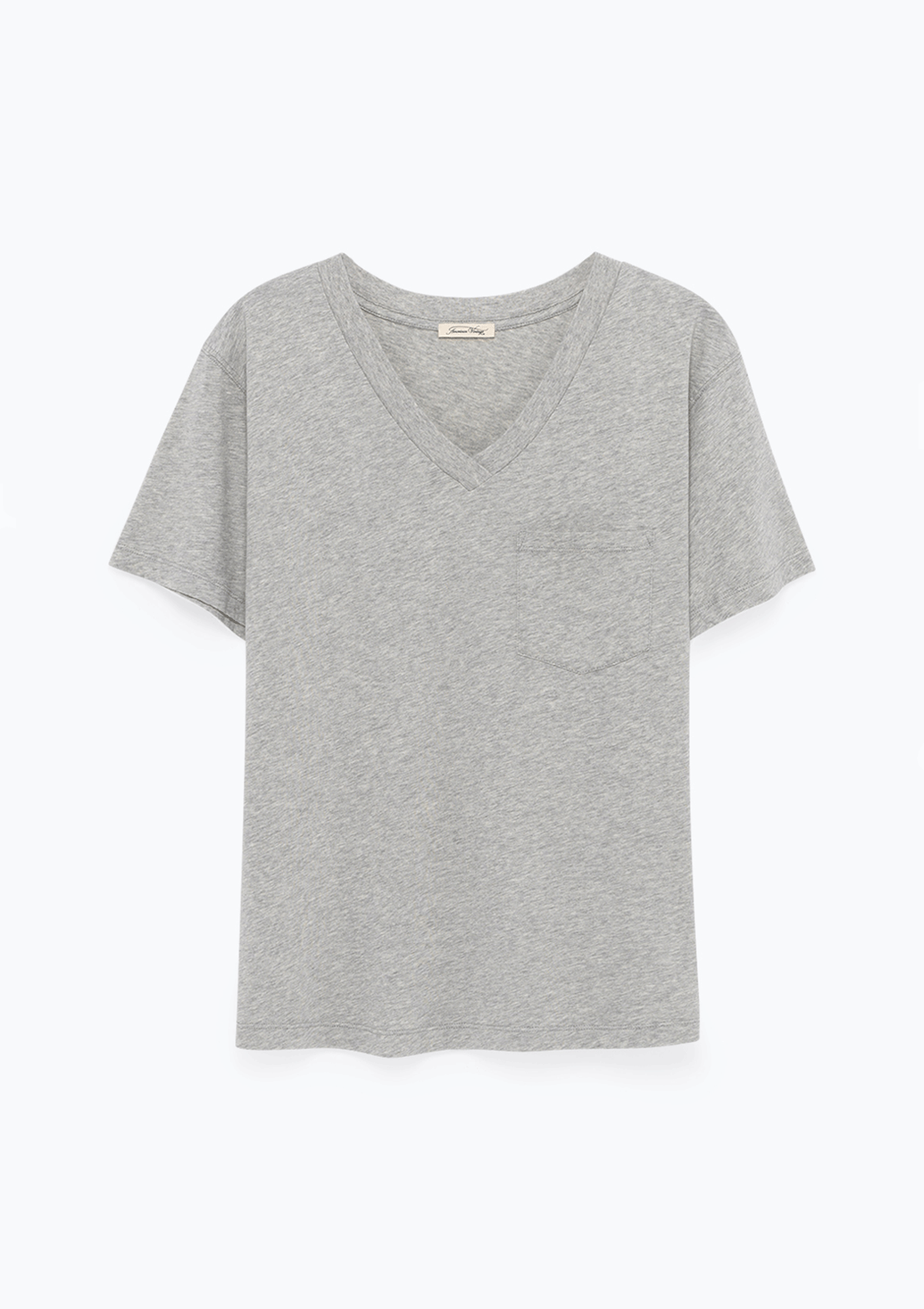 American Vintage V Collar SS Tee-Shirt Heather Grey