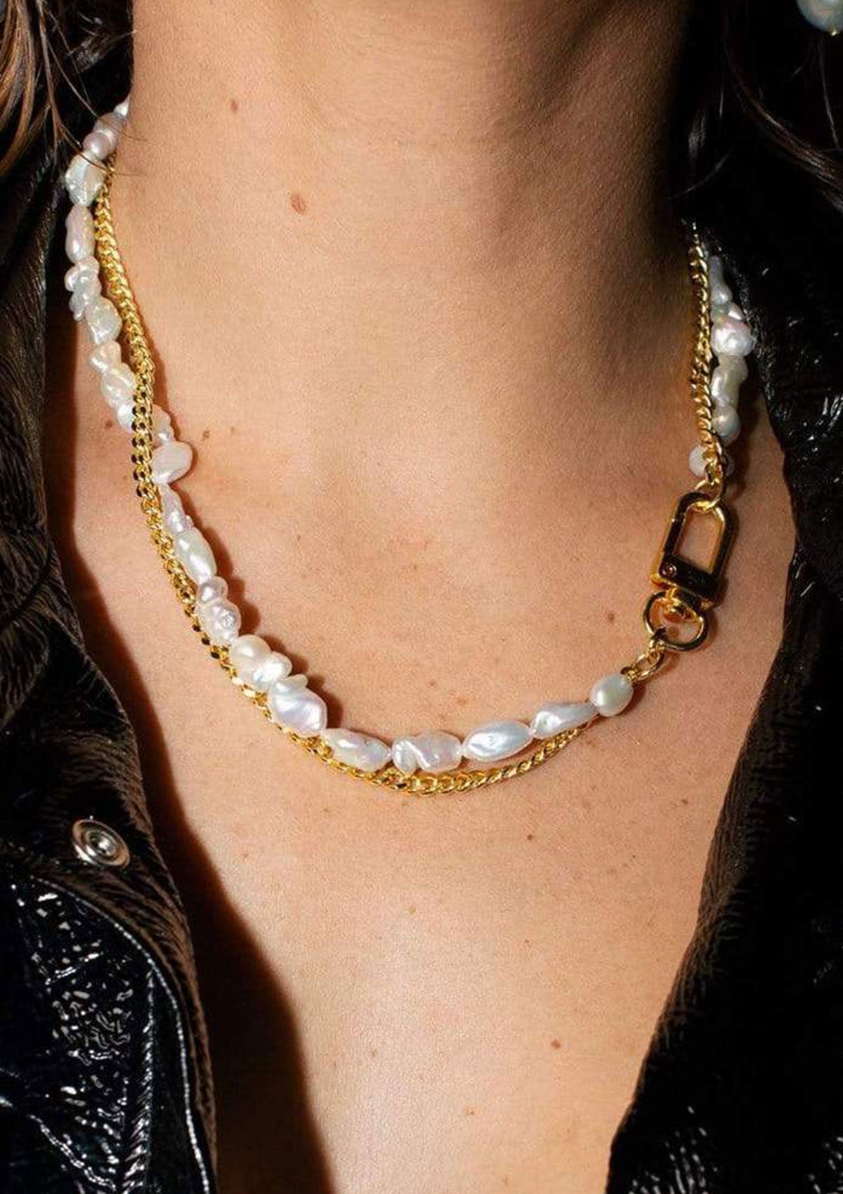 F+H Janet Pearl + Chain Statement Necklace