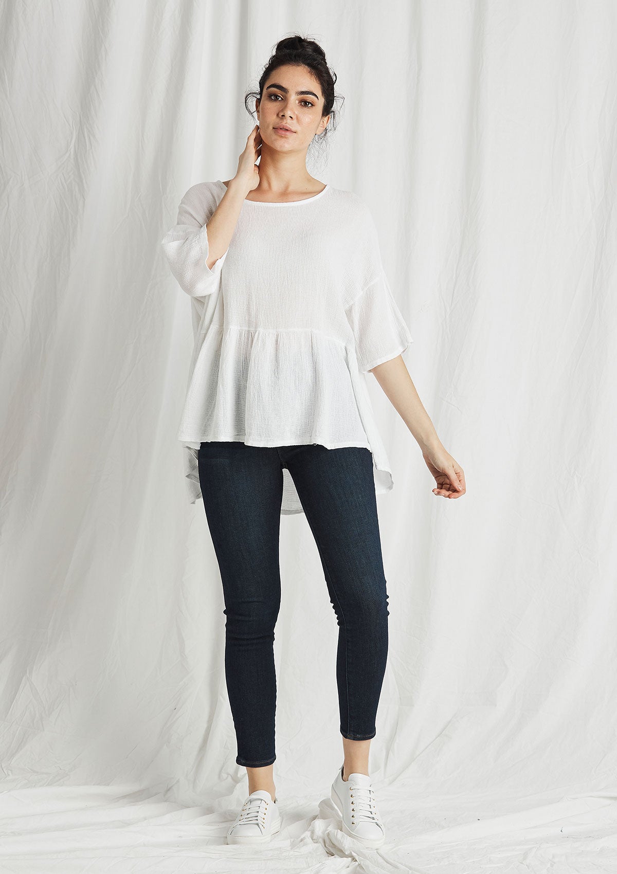 Khlassik Linen Balmy Frill Front Top